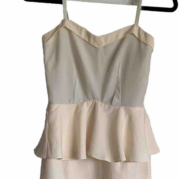 H&M Peplum Two Toned Blush Pastel Pink Cream Dress Adjustable Straps Size 2 - Picture 2 of 16